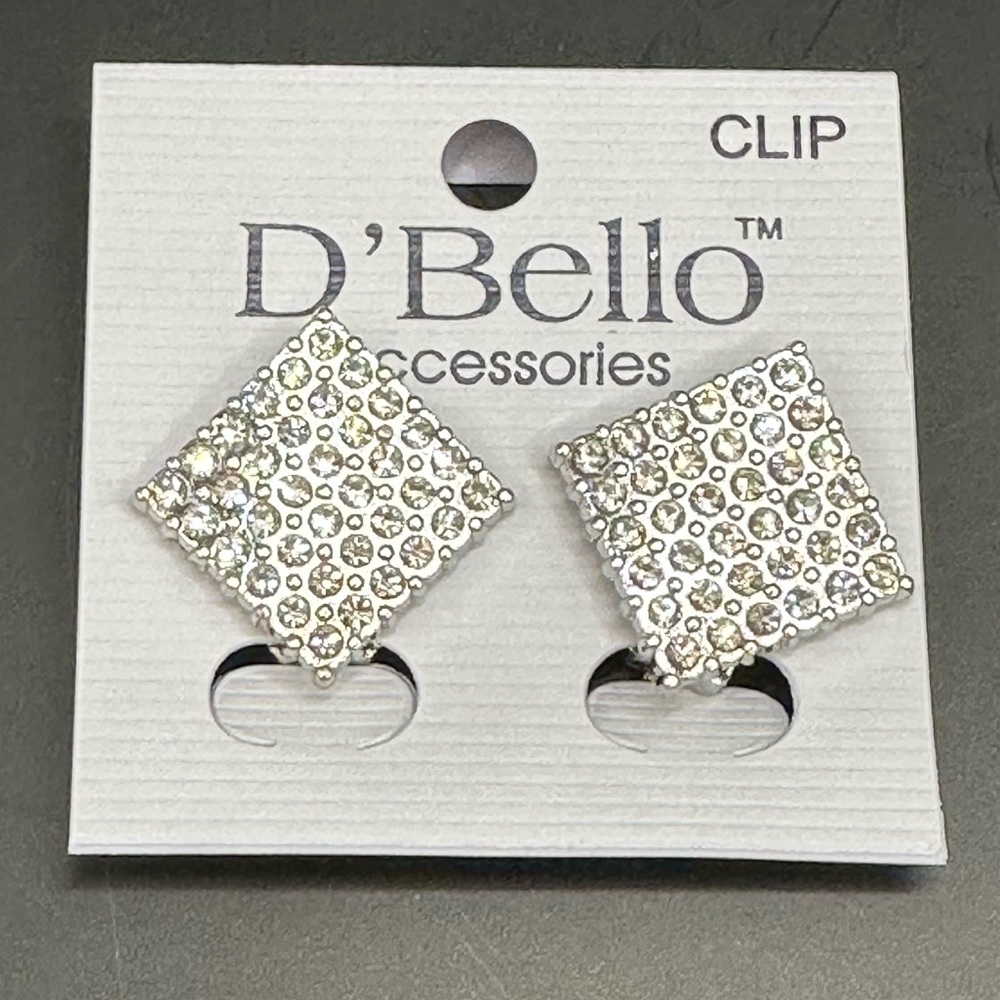 NEW!! D'Bello Rhinestone Clip-On Earrings